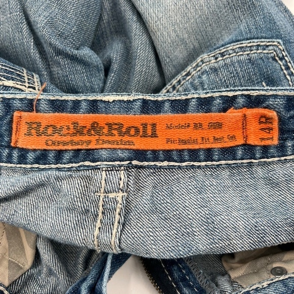 Rock & Roll Denim Cowboy Wide Leg Distressed Jeans Size 14 Women’s - Picture 2 of 8